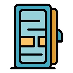 Poster - Fridge with open door icon. Outline fridge with open door vector icon color flat isolated