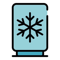 Sticker - Fridge with snowflake icon. Outline fridge with snowflake vector icon color flat isolated