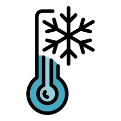 Poster - Snowflake thermometer icon. Outline snowflake thermometer vector icon color flat isolated