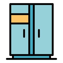 Poster - Double leaf refrigerator icon. Outline double leaf refrigerator vector icon color flat isolated