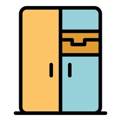 Poster - Modern refrigerator icon. Outline modern refrigerator vector icon color flat isolated