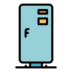 Poster - Home refrigerator icon. Outline home refrigerator vector icon color flat isolated