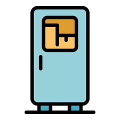 Poster - Fridge with window icon. Outline fridge with window vector icon color flat isolated