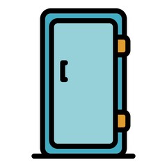 Poster - Single door refrigerator icon. Outline single door refrigerator vector icon color flat isolated