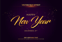 Happy New Year Editable Text Effect With Purple Backround Style