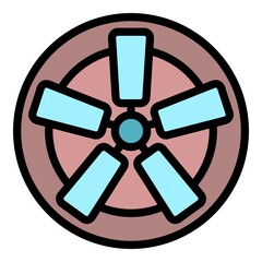 Poster - Fan with rectangular blades icon. Outline fan with rectangular blades vector icon color flat isolated