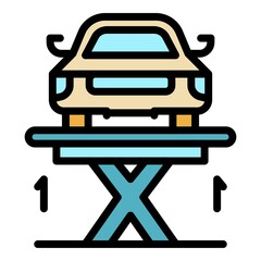 Poster - Car lifting parking icon. Outline car lifting parking vector icon color flat isolated