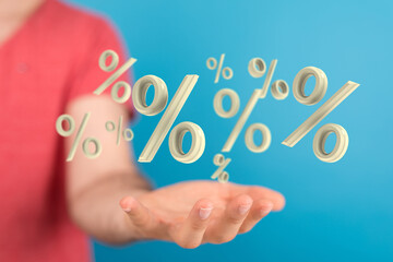 Poster - percent shopping digital in hand 3d..