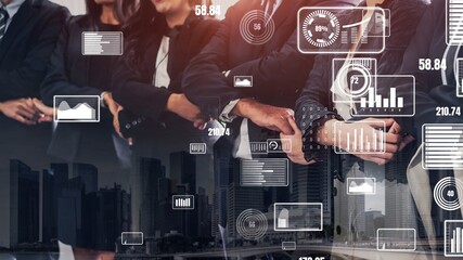 Poster - conceptual business dashboard for financial data analysis . 3d render computer graphic .