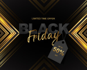 Sticker - elegant golden black background for Black Friday event
