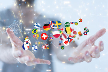 Aufkleber - World map with all states and their flags,3d render.