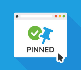 Poster - Pinned icon. Push pin on web browser icon vector illustration.