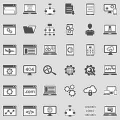 Website Development Icons. Sticker Design. Vector Illustration.