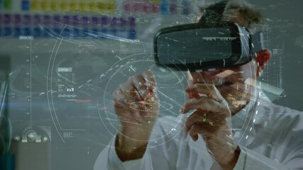 Poster - Animation of data processing over man wearing vr headset