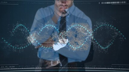 Poster - Animation of network of connections over man wearing vr headset