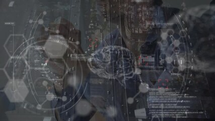 Poster - Animation of data processing over cityscape