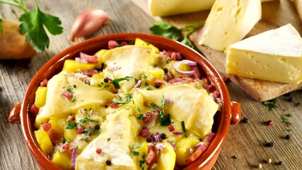 Wall Mural - tartiflette- baked potato with cheese and bacon