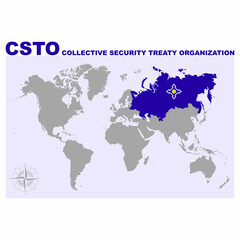  vector map of the Collective Security Treaty Organization for your project