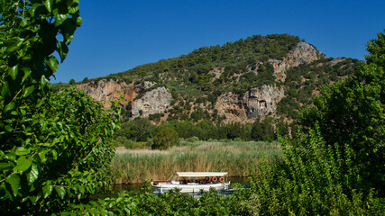 Wall Mural - King rock tombs in the ancient city of Kaunos. Dalyan near Iztuzu beach, which is the spawning area of Caretta Caretta. Caunos and Lycian ancient city.