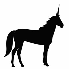 Wall Mural - silhouette of a unicorn on a white background