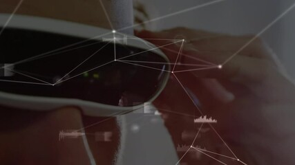 Poster - Animation of networks of connections over man wearing vr set