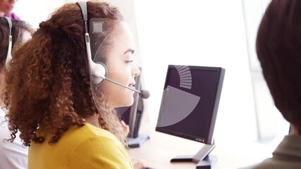Poster - Animation of data processing people using phone headsets