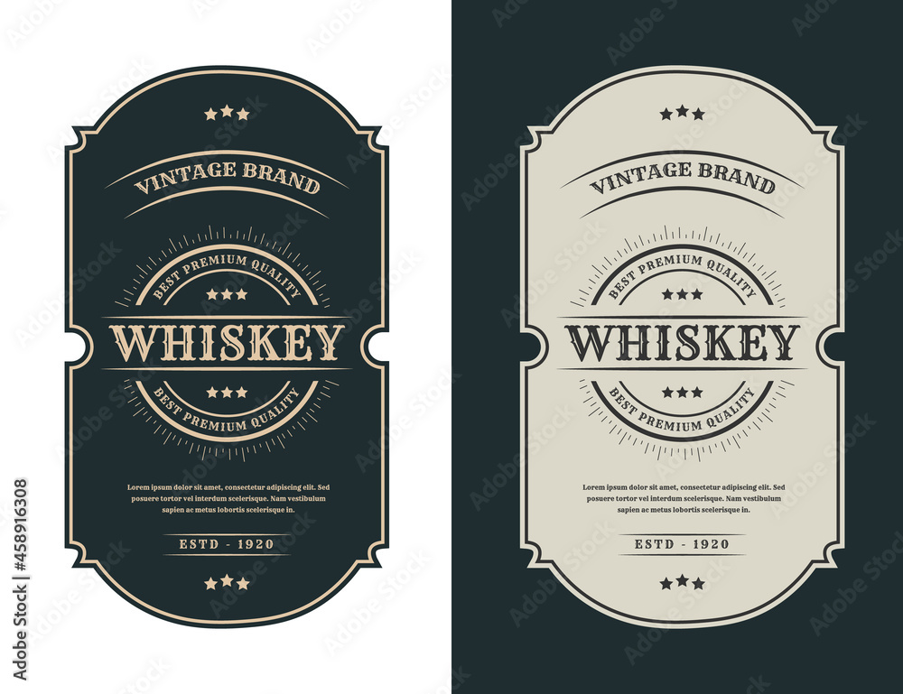Whiskey Bourbon Vintage luxury antique logo border frame western ...