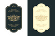 Whiskey Bourbon Vintage luxury antique logo border frame western engraving labels for beer wine whiskey alcohol product box packaging label vector printable design template