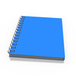 3d Ringheft, Notizbuch mit blauen Einband und weißen Seiten, isoliert