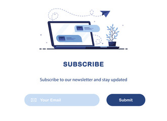 Poster - vector banner of email marketing. subscription to newsletter, news, offers, promotions. a letter in 