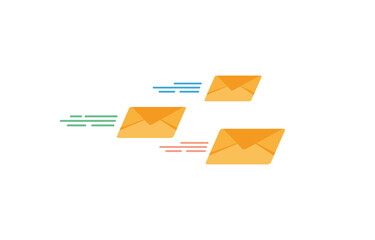 Poster - sent messages or letters in an envelope to mail, email. vector illustration in flat design isolated 
