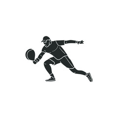 Poster - Tennis Player Icon Silhouette Illustration. Paddle Sport Vector Graphic Pictogram Symbol Clip Art. Doodle Sketch Black Sign.