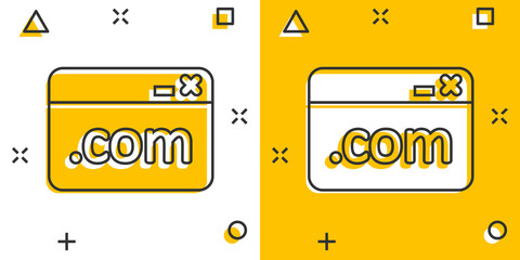 Wall Mural - website domain icon in comic style. com internet address cartoon vector illustration on white isolat