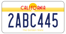 Vehicle Licence Plates Marking In California In United States Of America