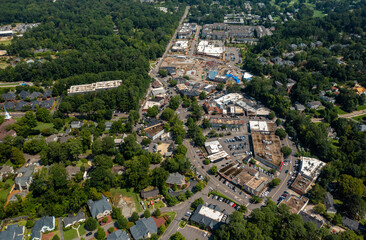 Aerial view of Mountain Brook Village in Birmingham, Alabama 