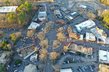 Aerial view of Mountain Brook Village in Birmingham, Alabama