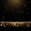 © backup16 - Gold glitter confetti falling, abstract golden sparkle rain, shiny magic dust on floor