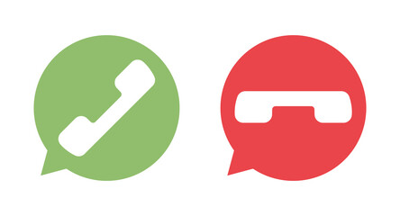 Poster - phone icon. talk bubble icons. sms chat. red and green cell phone button. telephone button isolated.