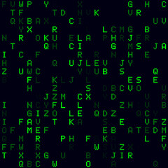 Poster - digital background featuring green sparse alphabet letters in a seamless pattern. modern vector illu