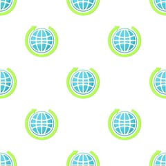 Poster - Globe and green arrow pattern seamless background texture repeat wallpaper geometric vector