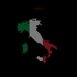Square dots pattern map of Italy. Dotted pixel map with flag colors. Vector illustration