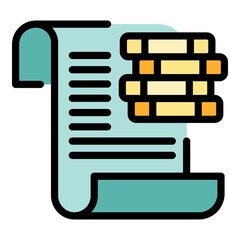 Poster - Investor money paper icon. Outline investor money paper vector icon color flat isolated