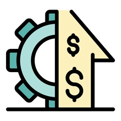 Wall Mural - Gear money investor icon. Outline gear money investor vector icon color flat isolated