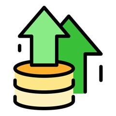Poster - Investor money rise icon. Outline investor money rise vector icon color flat isolated