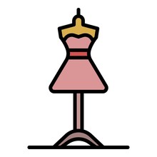 Dress On A Mannequin Icon. Outline Dress On A Mannequin Vector Icon Color Flat Isolated