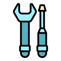 Wall Mural - Steel wrench screwdriver icon. Outline steel wrench screwdriver vector icon color flat isolated