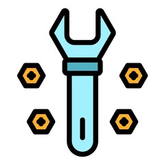 Poster - Metal wrench bolt icon. Outline metal wrench bolt vector icon color flat isolated