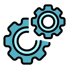 Poster - Gear system icon. Outline gear system vector icon color flat isolated