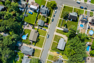 Wall Mural - Aerial view of small streets residential area a small town in Sayreville New Jersey