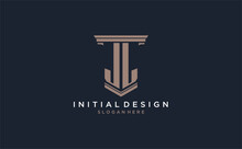 JL Initial Logo With Pillar Style, Luxury Law Firm Logo Design Ideas